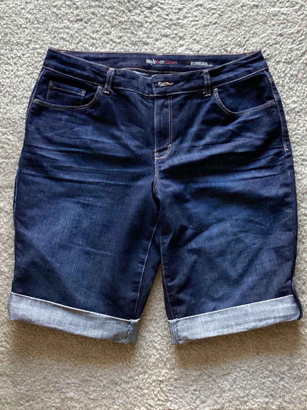 Style & Co. Dark Blue Denim Bermuda Shorts, these are in new condition